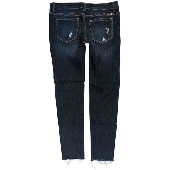 Kancan Dark Wash Distressed Skinny Jeans Raw hem Women's Size 9/28 - Picture 2 of 7